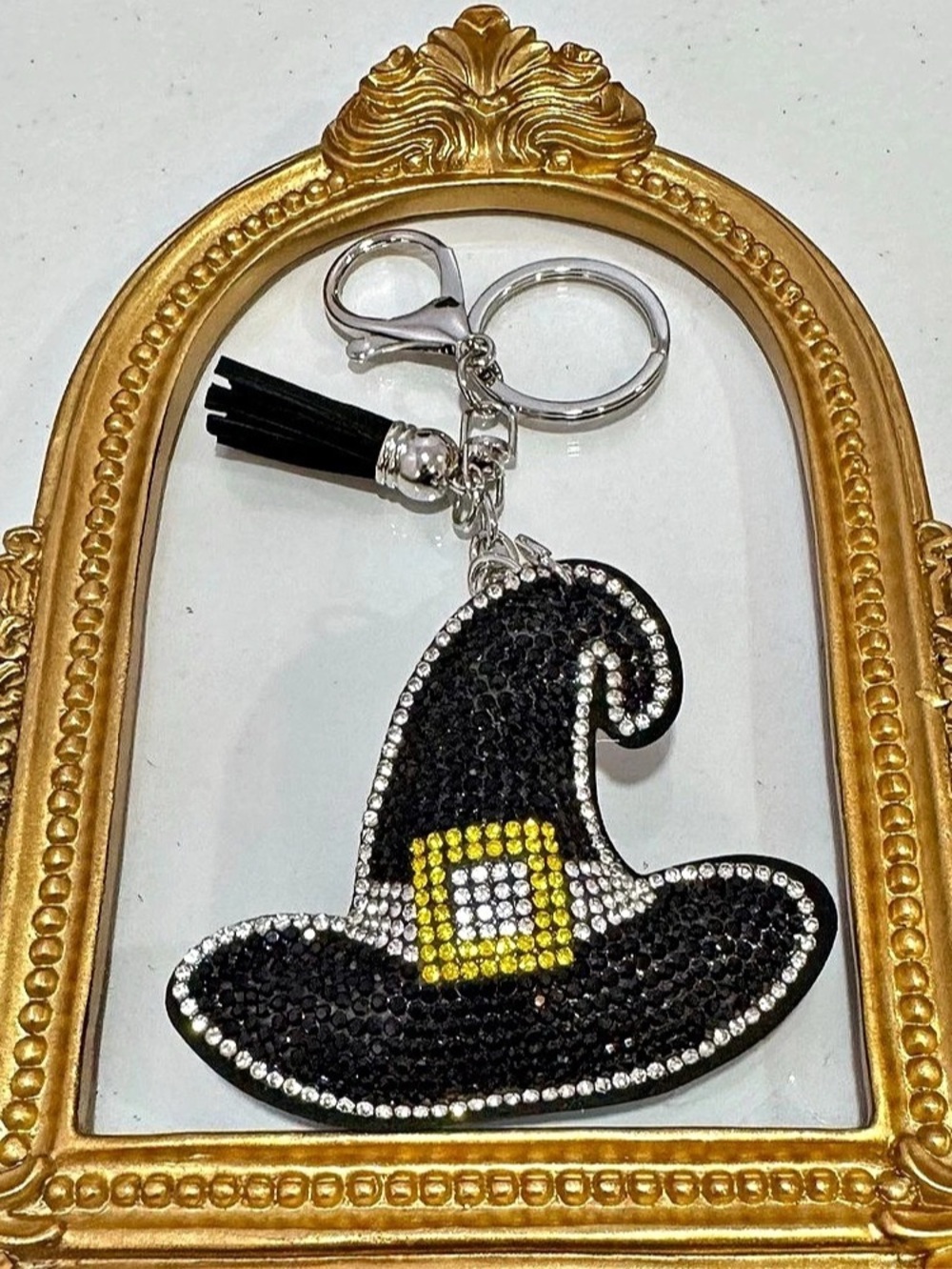 New Black Witch Hat Rhinestone Keychain - Picture 5 of 5